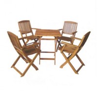 Bàn ghế ngoại thất sân vườn gỗ bạch đàn D80cm