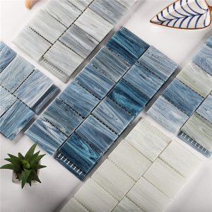 48x73mm Rectangle Matte Hot Melt Glass Blue GZOJ2603,iridescent glass pool tile,glass pool waterline tile,wholesale swimming pool tiles