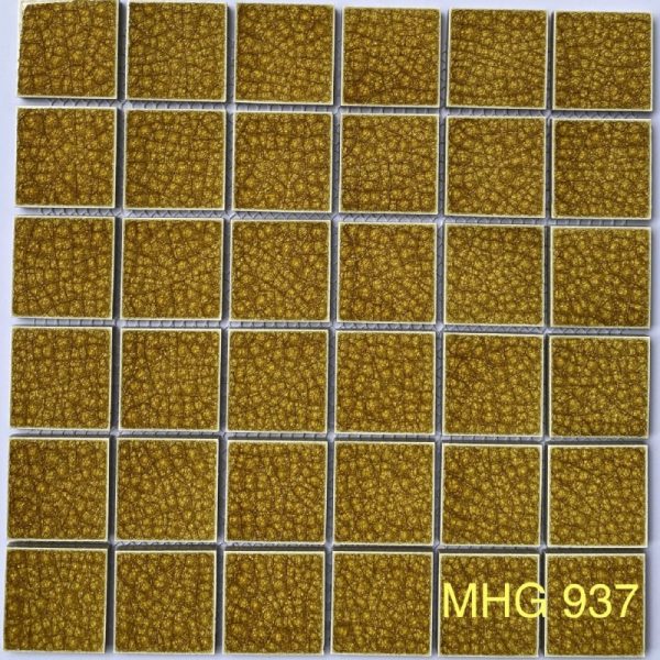 Gạch Mosaic Gốm Men Rạn 2 Lớp Màu Vàng 48x48