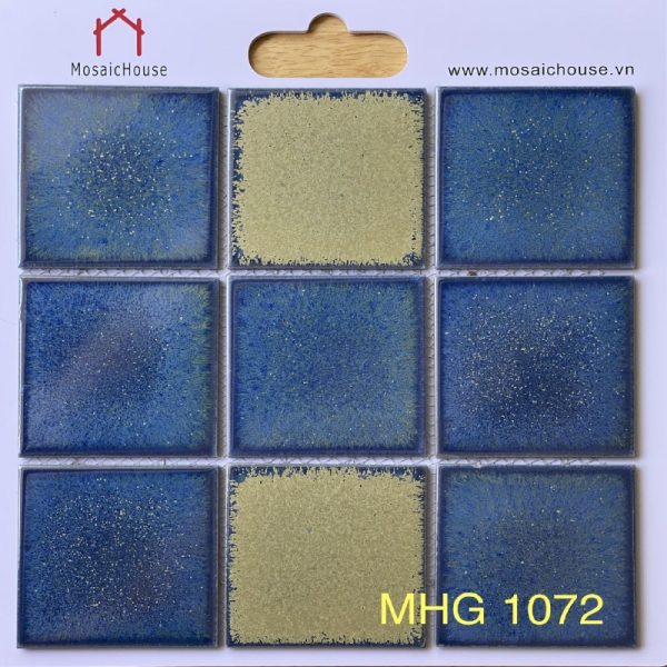 Gạch Mosaic Gốm Men Rạn 10x10 Xanh Vàng