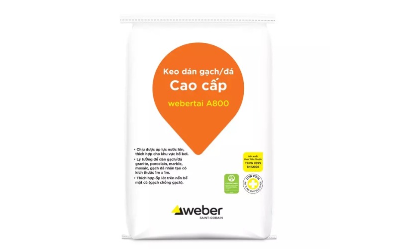 Thông tin về sản phẩm keo dán gạch webertai A800 Thông tin về sản phẩm keo dán gạch webertai A800