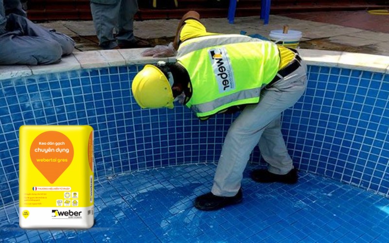 Keo dán gạch Webertai Gres được sử dụng nhiều trong thi công hồ bơi Keo dán gạch Webertai Gres được sử dụng nhiều trong thi công hồ bơi