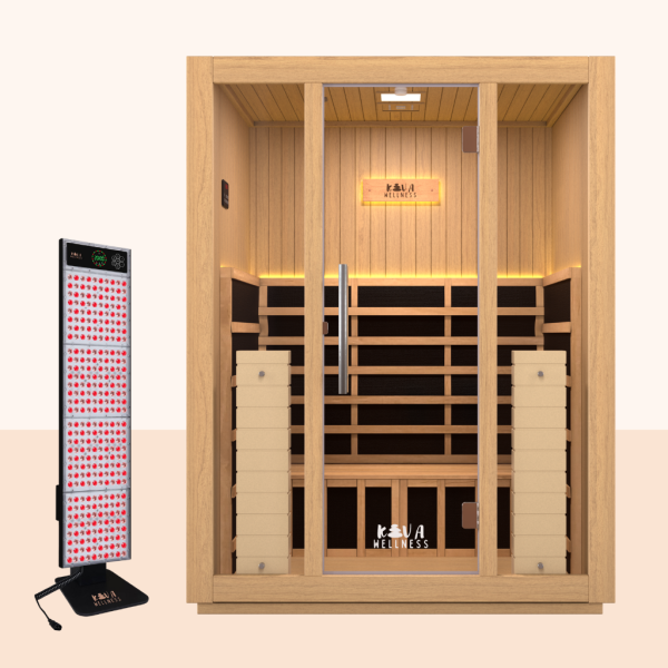 radiance 3 person infrared sauna and red light therapy - Xông hơi hồng ngoại 3 người Radiance với đèn đỏ di động