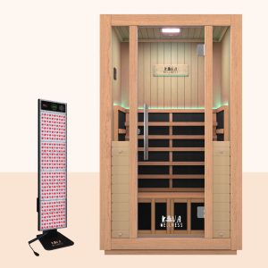 red light therapy panel and sauna - Phòng xông hồng ngoại 2 người Radiance với đèn đỏ di động.