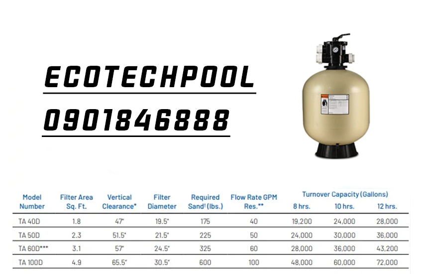 Bình lọc cát hồ bơi Pentair TA40D Bình lọc hồ bơi Pentair TA40D