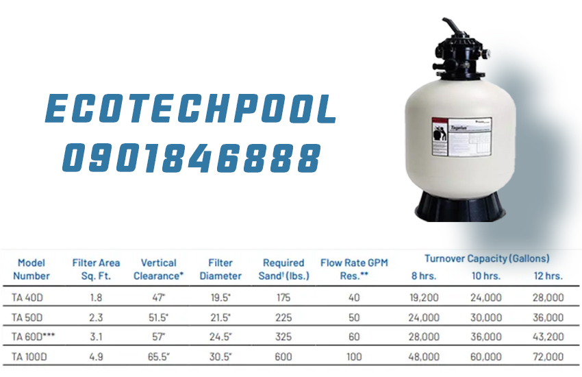 Bình lọc cát hồ bơi Pentair TA50D Bình lọc cát hồ bơi Pentair TA50D