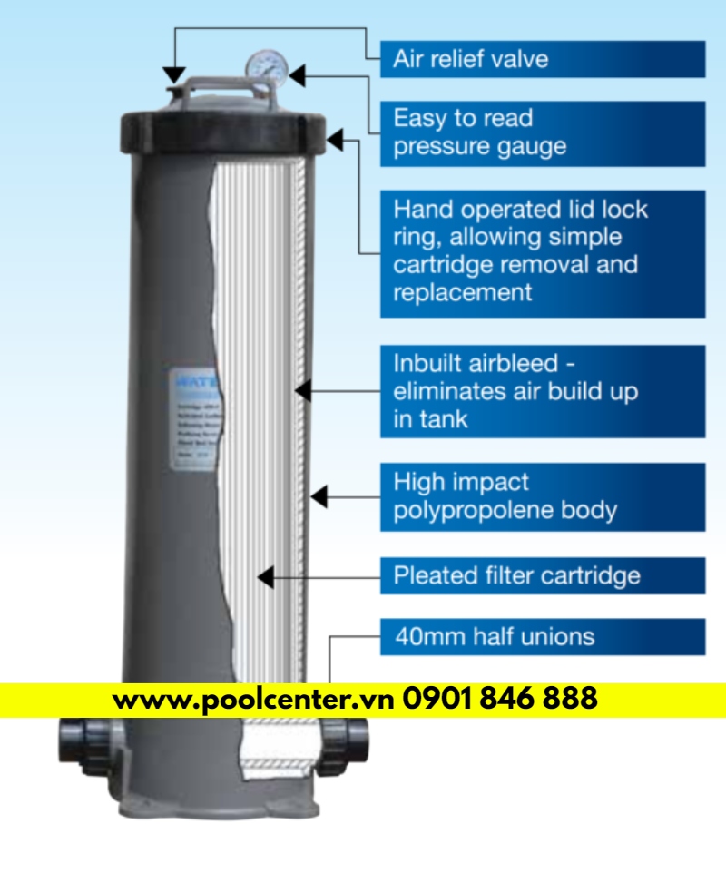 Cột lọc giấy Waterco Trimline CC50 giá tốt số #1 Poolcenter – địa chỉ cung cấp thiết bị hồ bơi chính hãng
