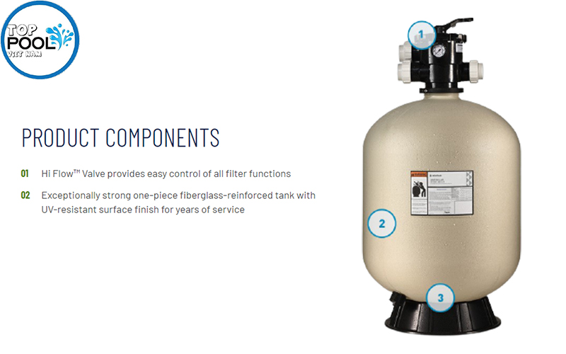 Bình lọc cát hồ bơi Pentair TA60D Bình lọc cát hồ bơi Pentair TA60D - Ảnh 3