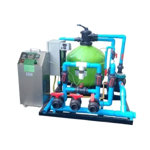 Máy lọc hồ bơi ráp sẵn lọc cát và khử trùng ozone công suất 18m3/h