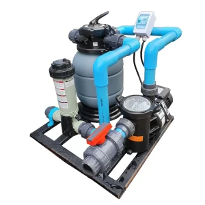 Máy lọc hồ bơi lọc cát và bình châm hoá chất chlorine công suất 11m3/h