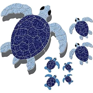 GẠCH MOSAIC HỒ BƠI HÌNH CON RÙA PHỦ GỐM