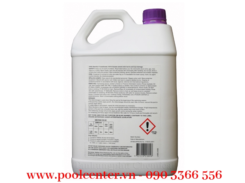 CHẤT CHỐNG RÊU HỒ BƠI PUREX POOL ALGAECIDE CHUYÊN DỤNG 5L CHẤT CHỐNG RÊU HỒ BƠI PUREX POOL ALGAECIDE CHUYÊN DỤNG 5L - Ảnh 2