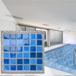 Gạch Mosaic thủy tinh xanh dương 2x2cm tấm 30x30cm hồ bơi