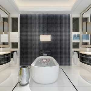 Gạch Mosaic thủy tinh xanh dương 2x2cm hồ bơi