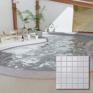 Gạch Mosaic thủy tinh đen tuyền 2x2cm hồ bơi