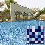 Gạch Mosaic thủy tinh trắng ngà 2x2cm hồ bơi