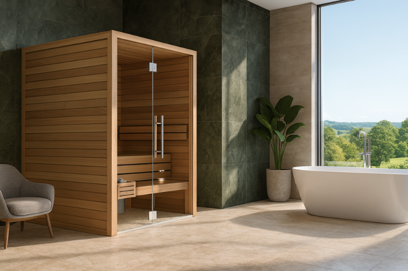 Cabin Xông Hơi Khô Relaxation Realm 2 Người Gỗ Hemlock – hình 1
