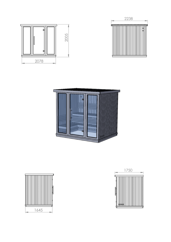 Cabin Xông Hơi Khô Sauna Cabin 224x175 4 Người Gỗ Hemlock