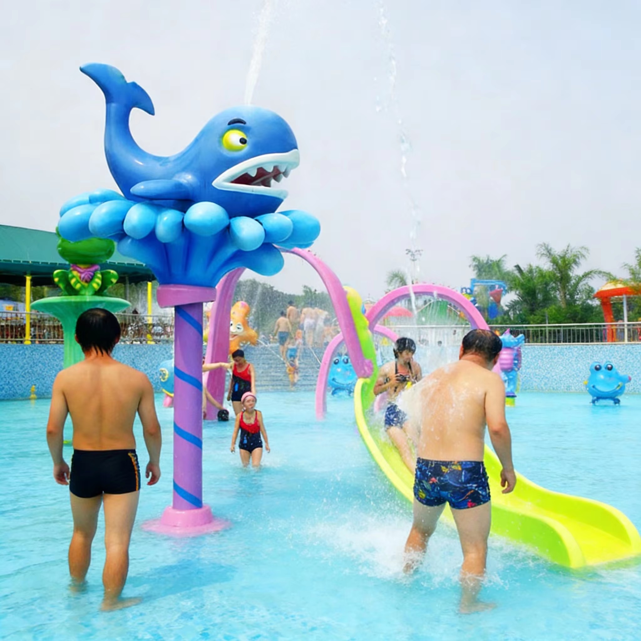 Đài phun nước hình cá voi composite cho sân chơi nước trẻ em - hình 3