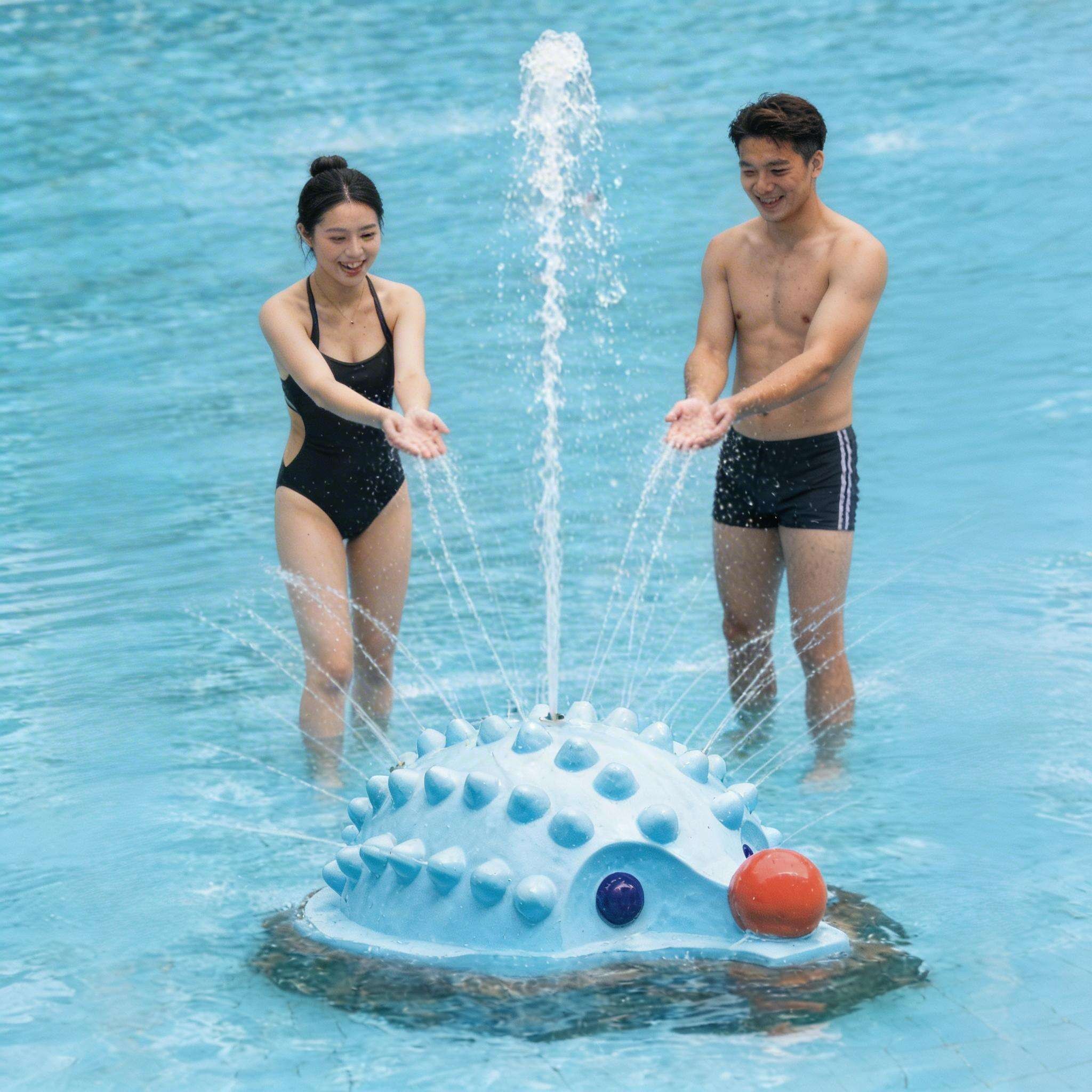 Đài phun nước hình con nhím composite cho sân chơi nước trẻ em - hình 2