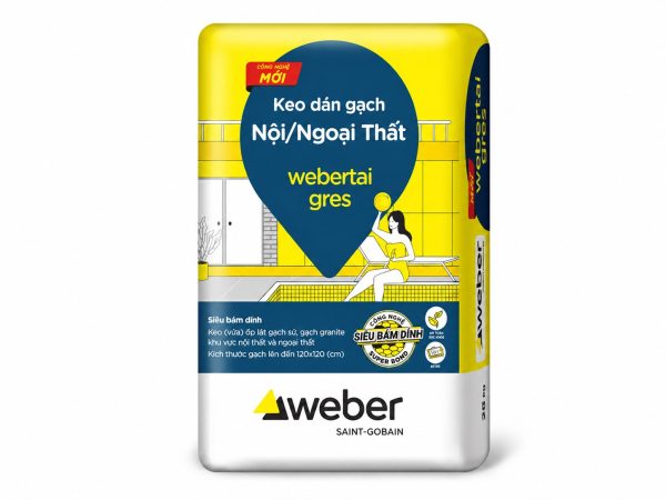 Keo Dán Gạch Weber Webertai GRES 25kg – Gạch Khổ Lớn, Hồ Bơi, Ngoài Trời