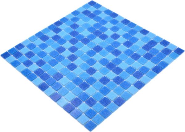 Gạch Mosaic Thủy Tinh Hồ Bơi Chuyển Sắc Xanh (Loang Màu)