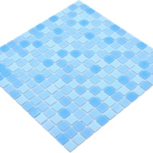 Gạch Mosaic Thủy Tinh Hồ Bơi Chuyển Sắc Xanh (Loang Màu) – Bộ 10 Vỉ