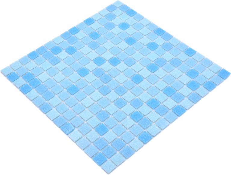 Gạch Mosaic Thủy Tinh Hồ Bơi Chuyển Sắc Xanh (Loang Màu) – Bộ 10 Vỉ
