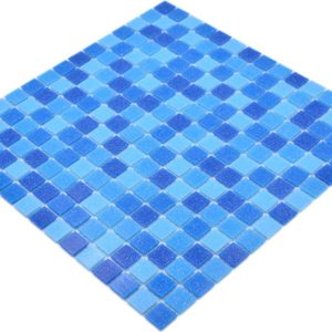 Gạch Mosaic Thủy Tinh Hồ Bơi Chuyển Sắc Xanh (Loang Màu) – Bộ 10 Vỉ