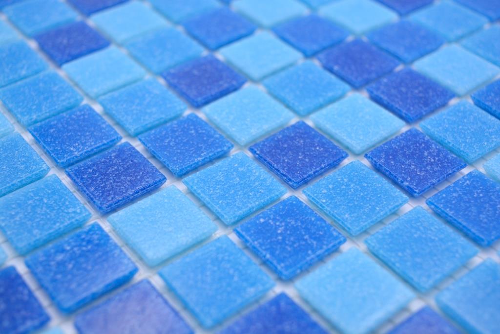Gạch Mosaic Thủy Tinh Hồ Bơi Chuyển Sắc Xanh (Loang Màu) - Bộ 10 Vỉ - hình 1