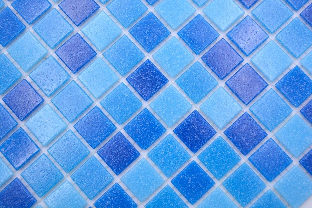 Gạch Mosaic Thủy Tinh Hồ Bơi Chuyển Sắc Xanh (Loang Màu) - Bộ 10 Vỉ - hình 3