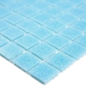 Gạch Mosaic Thủy Tinh Hồ Bơi Xanh Da Trời Nhạt Xanh Dương Bóng – Bộ 10 Vỉ