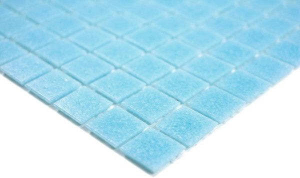Gạch Mosaic Thủy Tinh Hồ Bơi Xanh Da Trời Nhạt Xanh Dương Bóng - Bộ 10 Vỉ