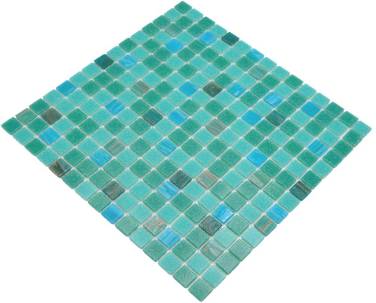 Gạch Mosaic Thủy Tinh Hồ Bơi Xanh Ngọc Phối Xanh Ngọc Bóng – Bộ 10 Vỉ