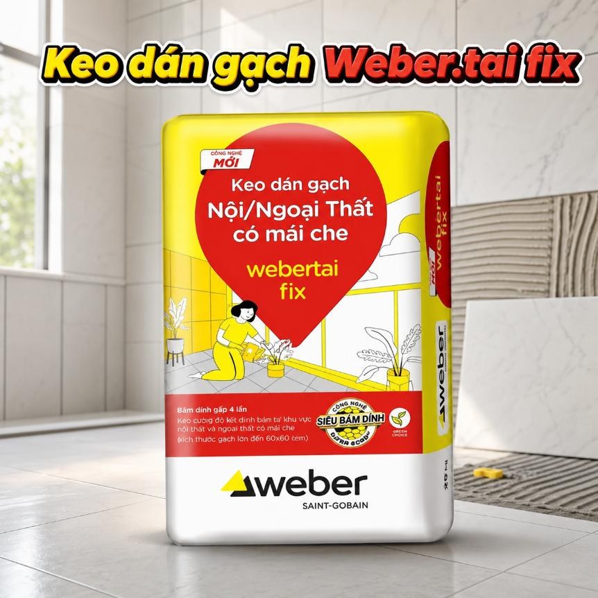 Keo Dán Gạch Weber Webertai FIX 25kg – Ốp Lát Đa Năng Gốc Xi Măng