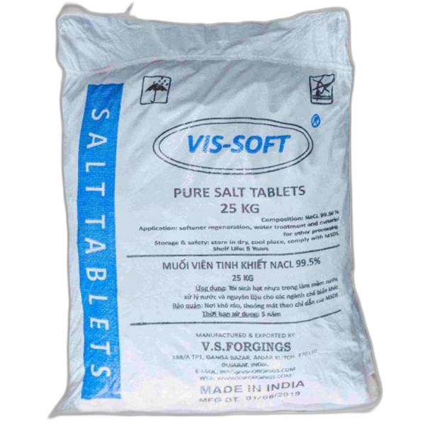 Muối Viên Vissoft 25kg – Muối Viên Hoàn Nguyên Hồ Bơi