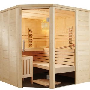 Phòng Xông Hơi Hồng Ngoại Sentiotec Alaska Corner 3-4 Người Gỗ Aspen