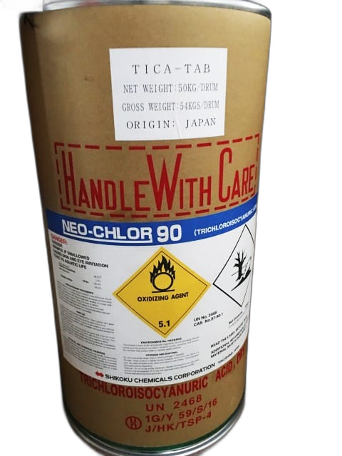 Chlorine Nhật TTCA 90% Viên 200g – Giải pháp vệ sinh hồ bơi tiết kiệm điện